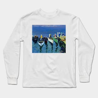 Holiday on the Hudson, People & Rowboats on a Summer's Day 1912 George Luks Long Sleeve T-Shirt